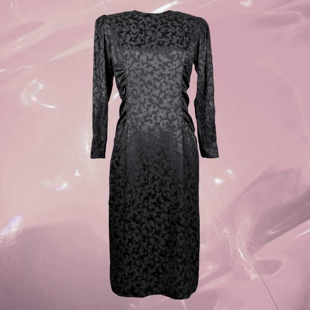 Vintage dark romantic Lauren Alexandra black silk jacquard dress
